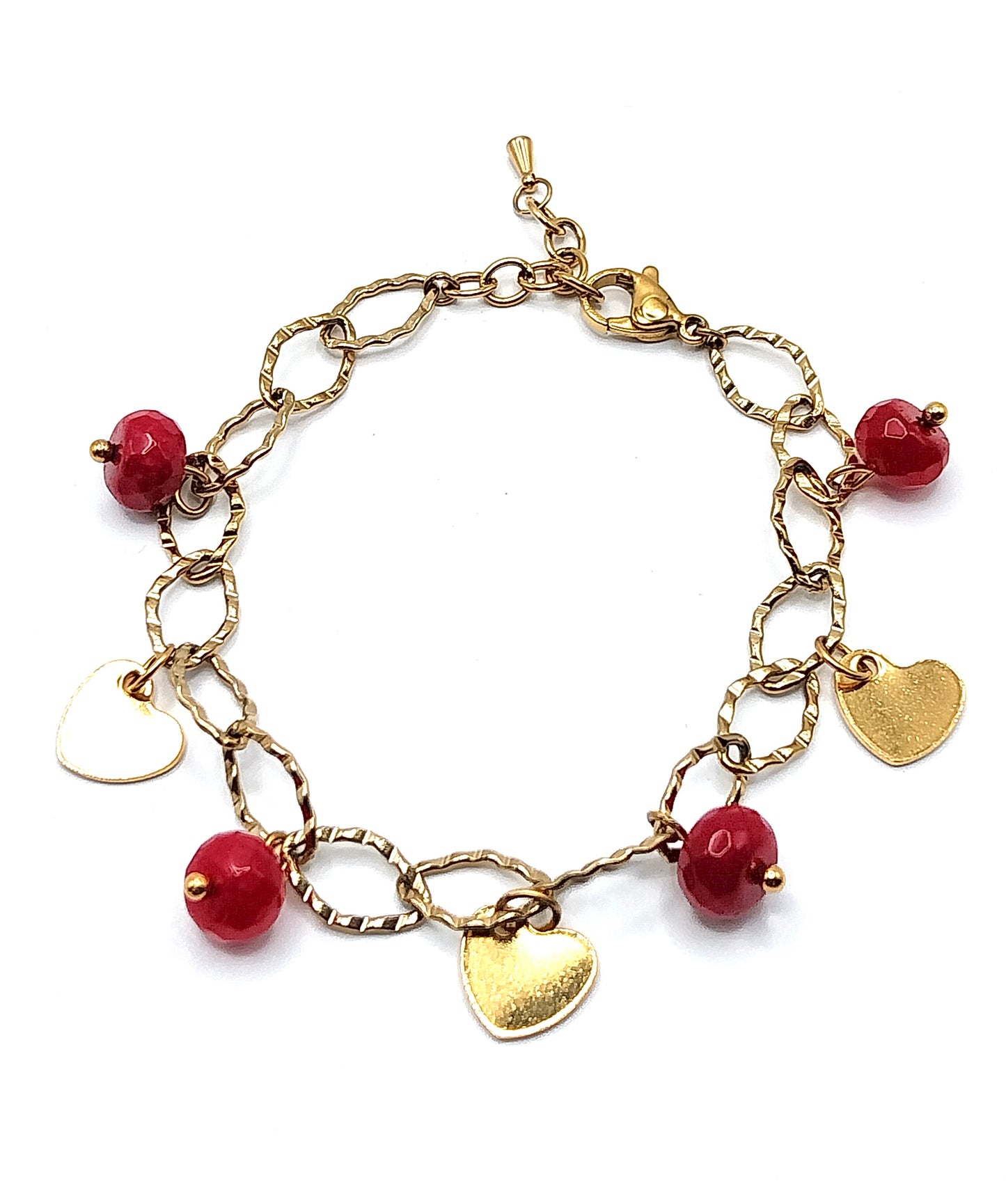 Collier et boucles d'oreilles avec des cœurs en céramique