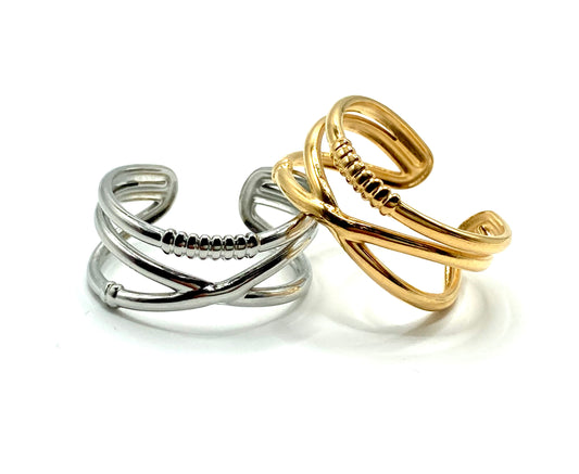 Anello a fascia intrecciato