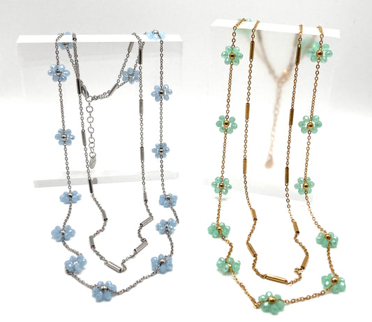 Collana con fiori in cristallo
