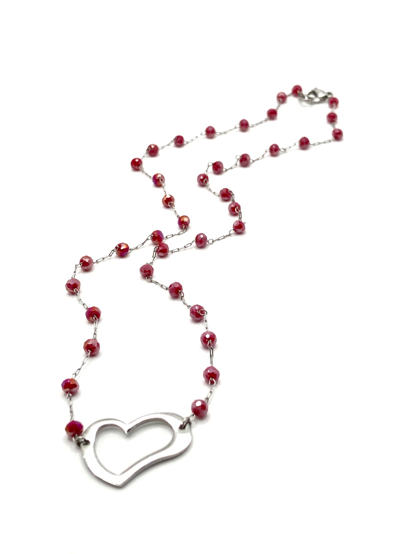 Collana con cristalli e cuore vuoto