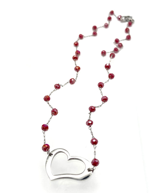 Collana con cristalli e cuore vuoto