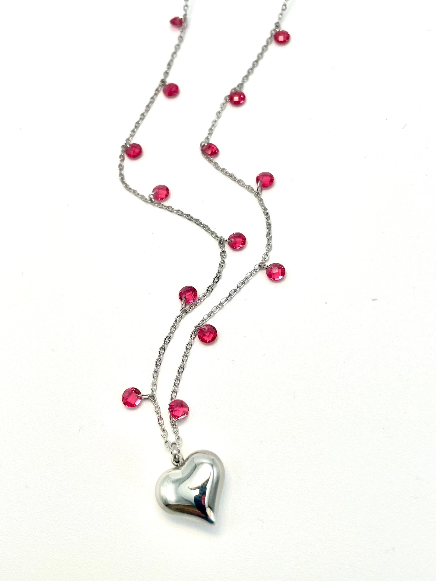 Collana con zirconi e cuore in acciaio