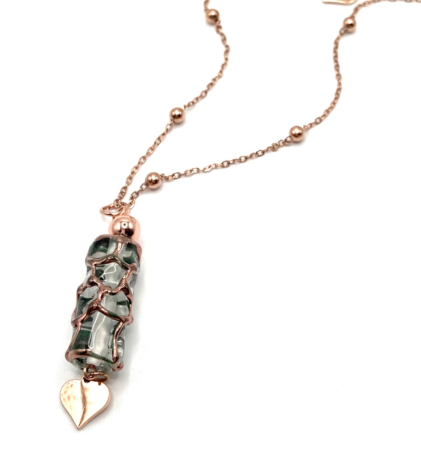 Collana e orecchini con tubo in vetro