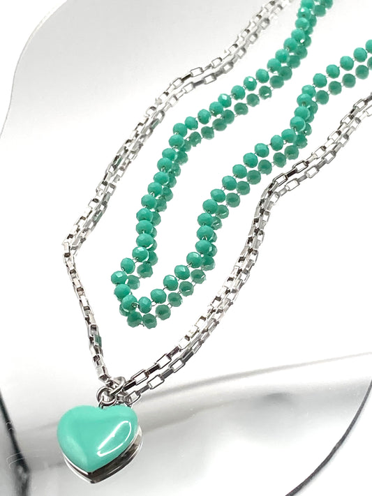 Collana rosario con cuore smaltato