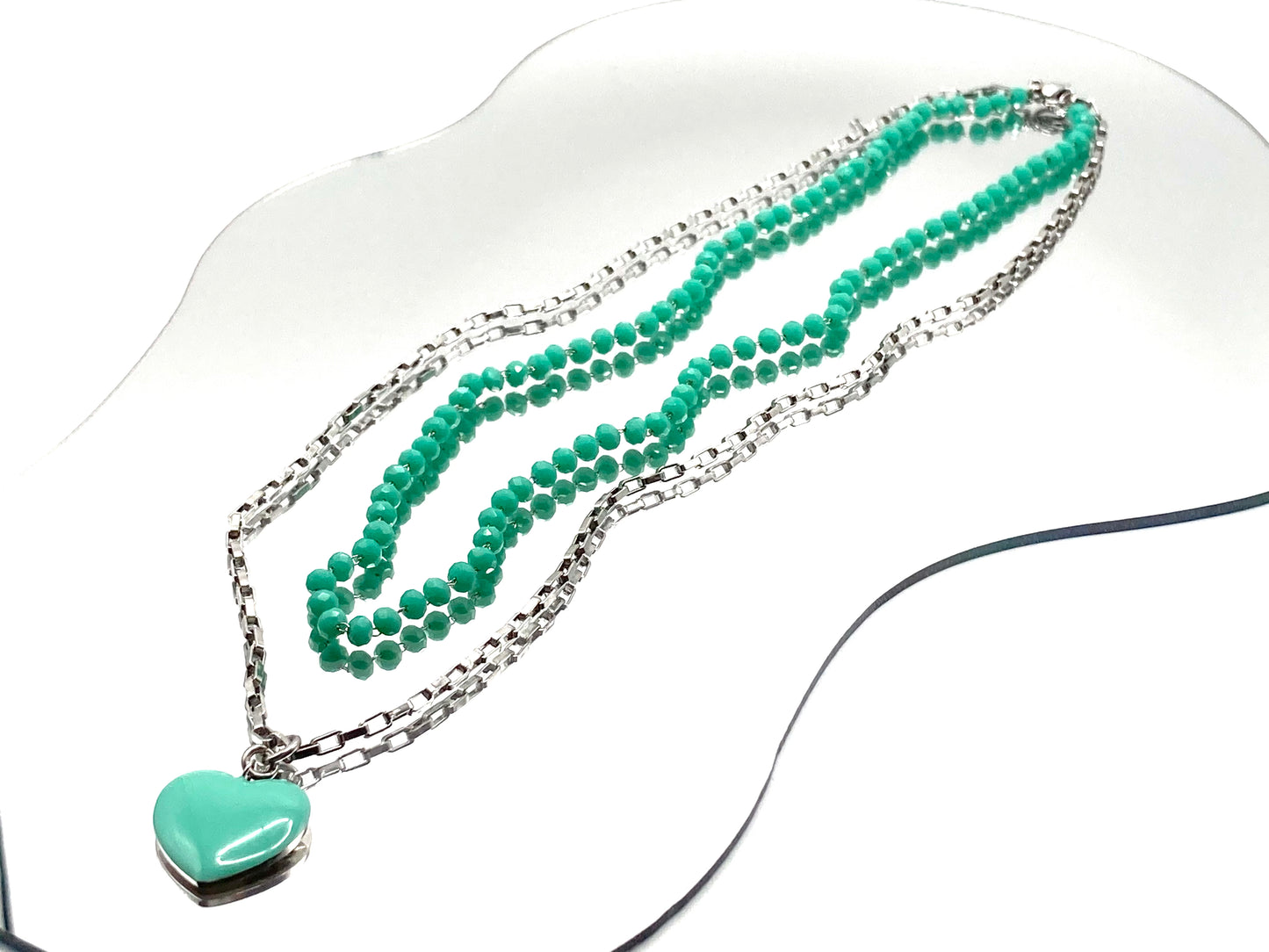 Collana rosario con cuore smaltato