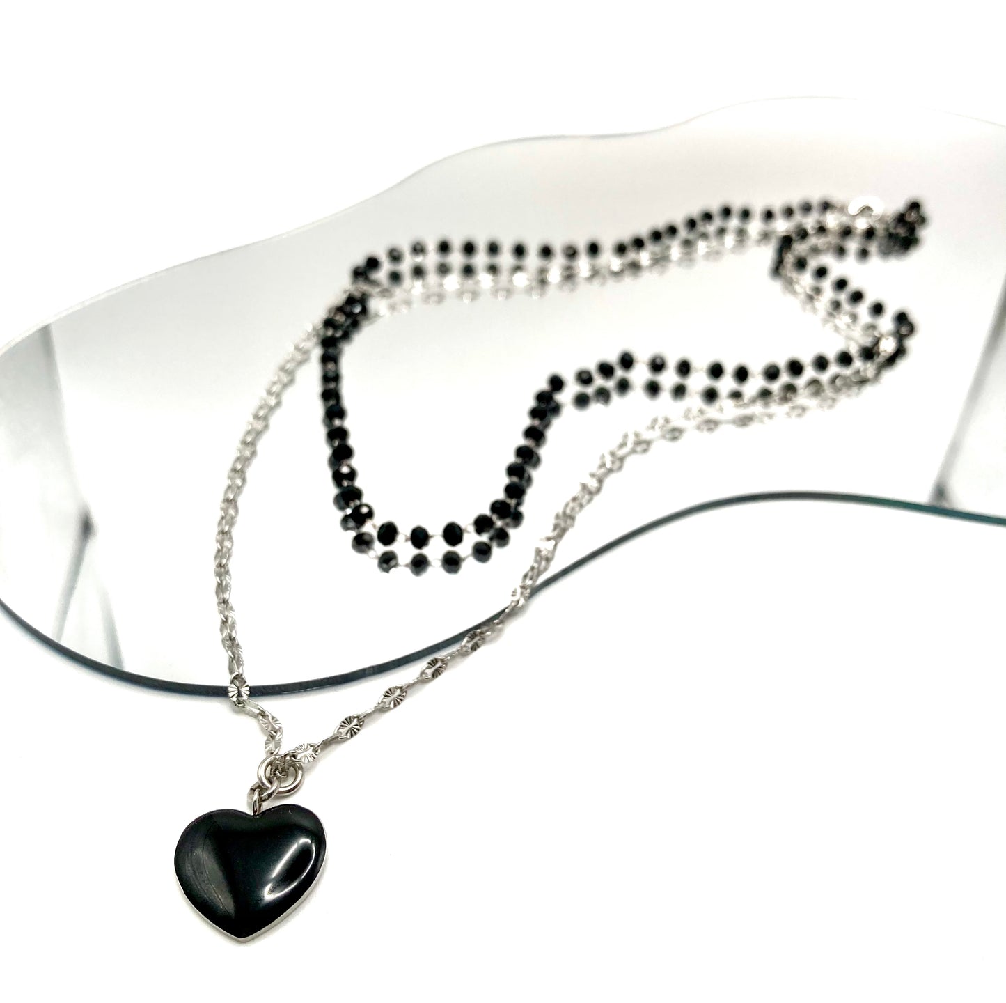 Collana rosario con cuore smaltato