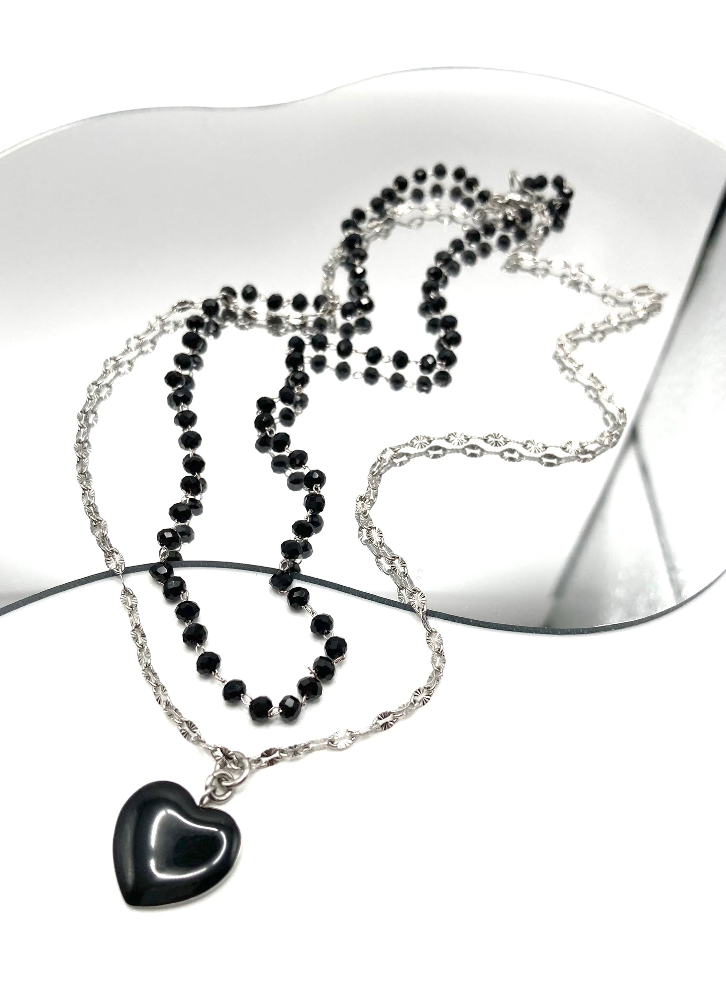 Collana rosario con cuore smaltato