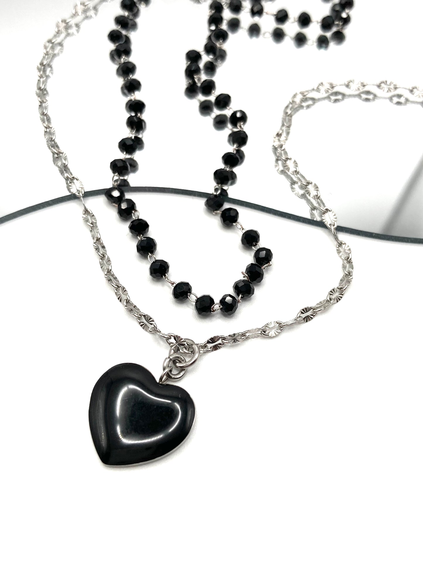 Collana rosario con cuore smaltato