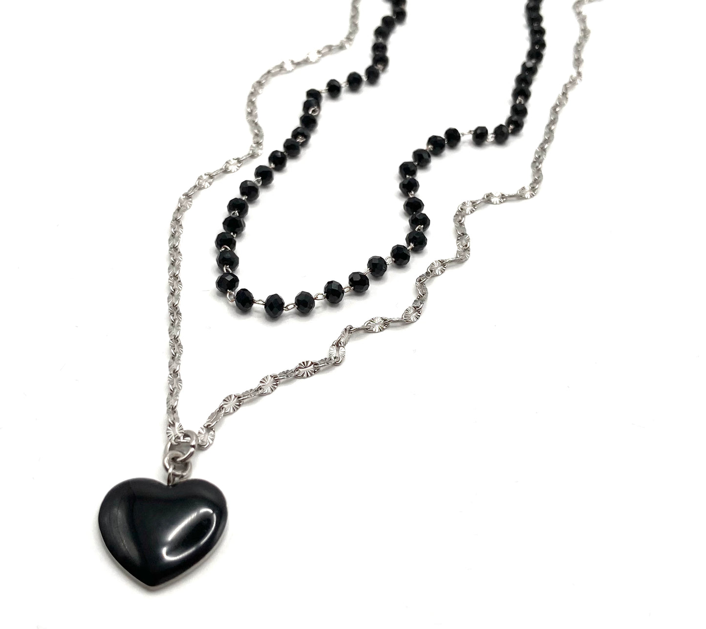 Collana rosario con cuore smaltato