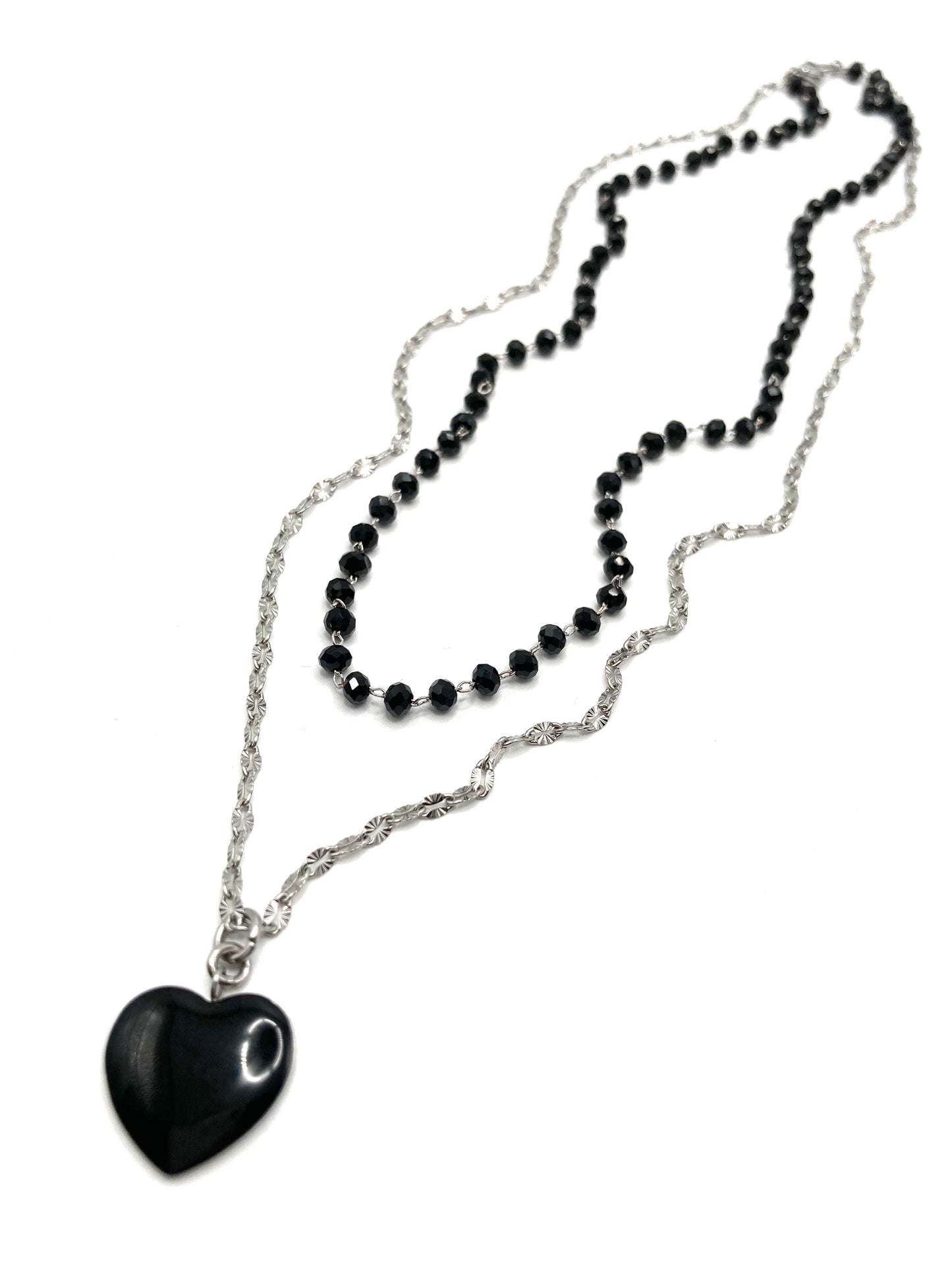 Collana rosario con cuore smaltato