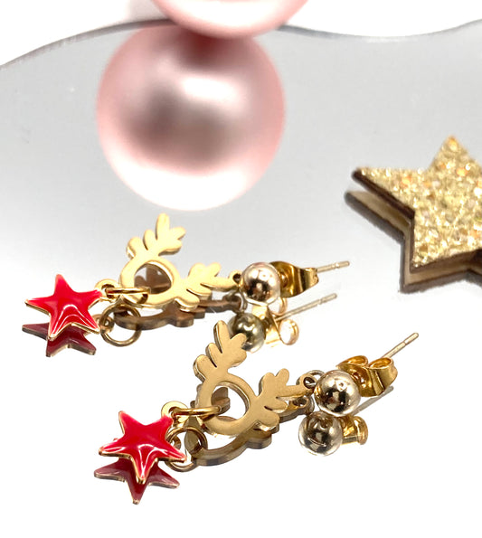 Orecchini con renna e stellina