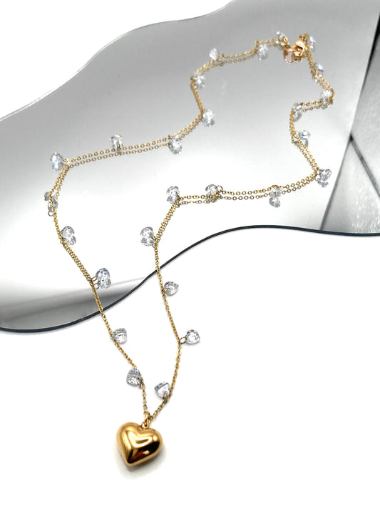 Steel necklace with zirconia