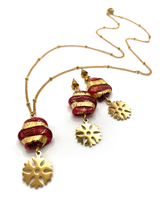 Collana e orecchini con snow