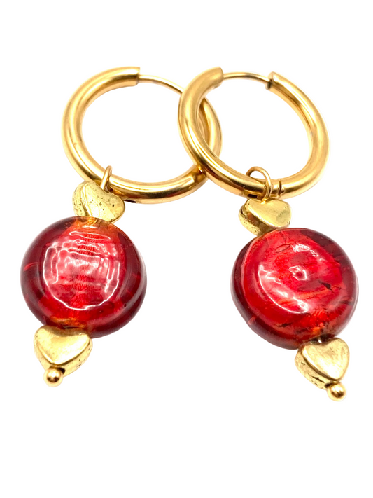 Orecchini cerchio perla vetro