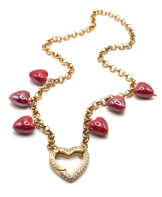 Collana con cuori ceramica