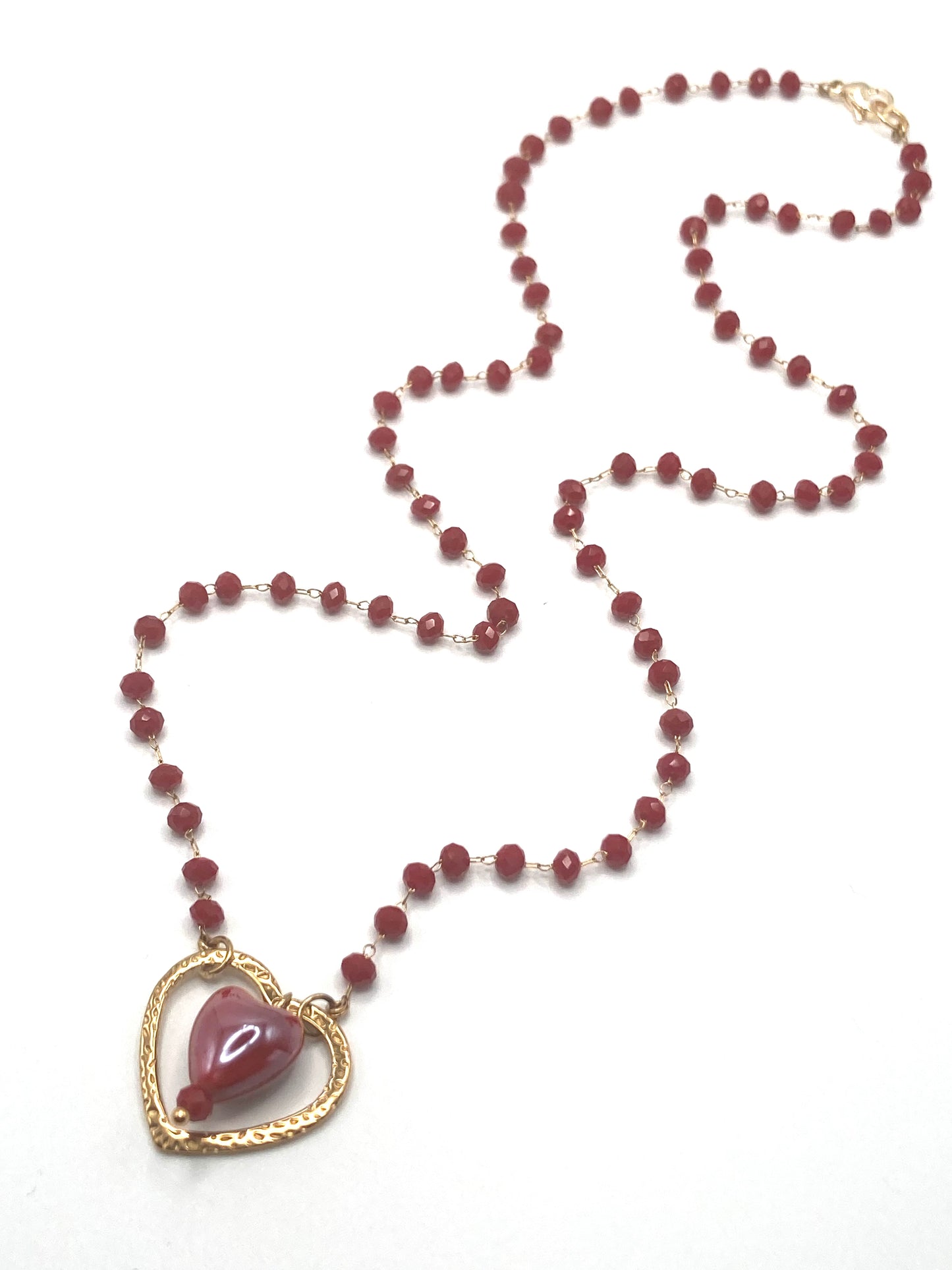Collana rosario con cuore ceramica