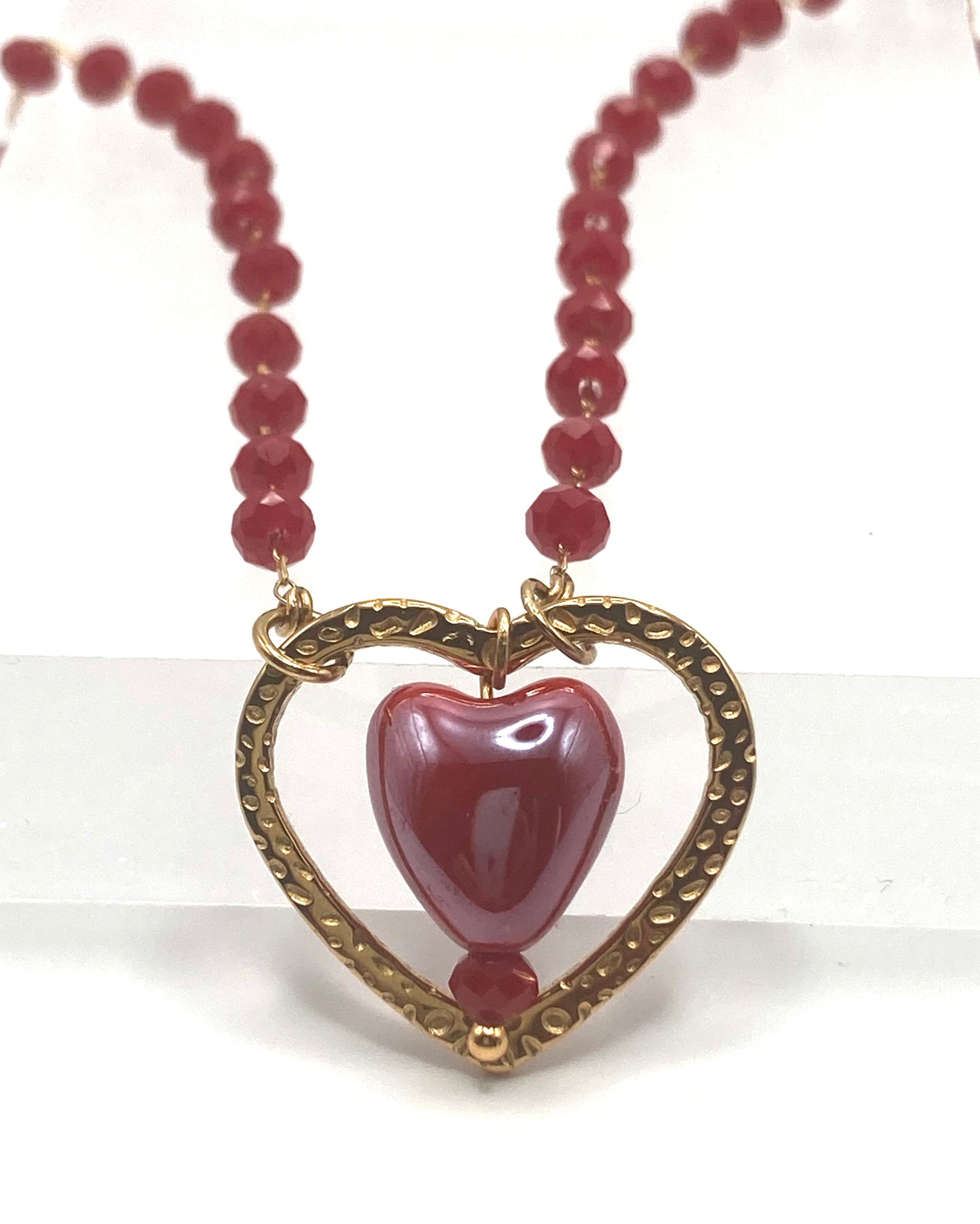 Collana rosario con cuore ceramica