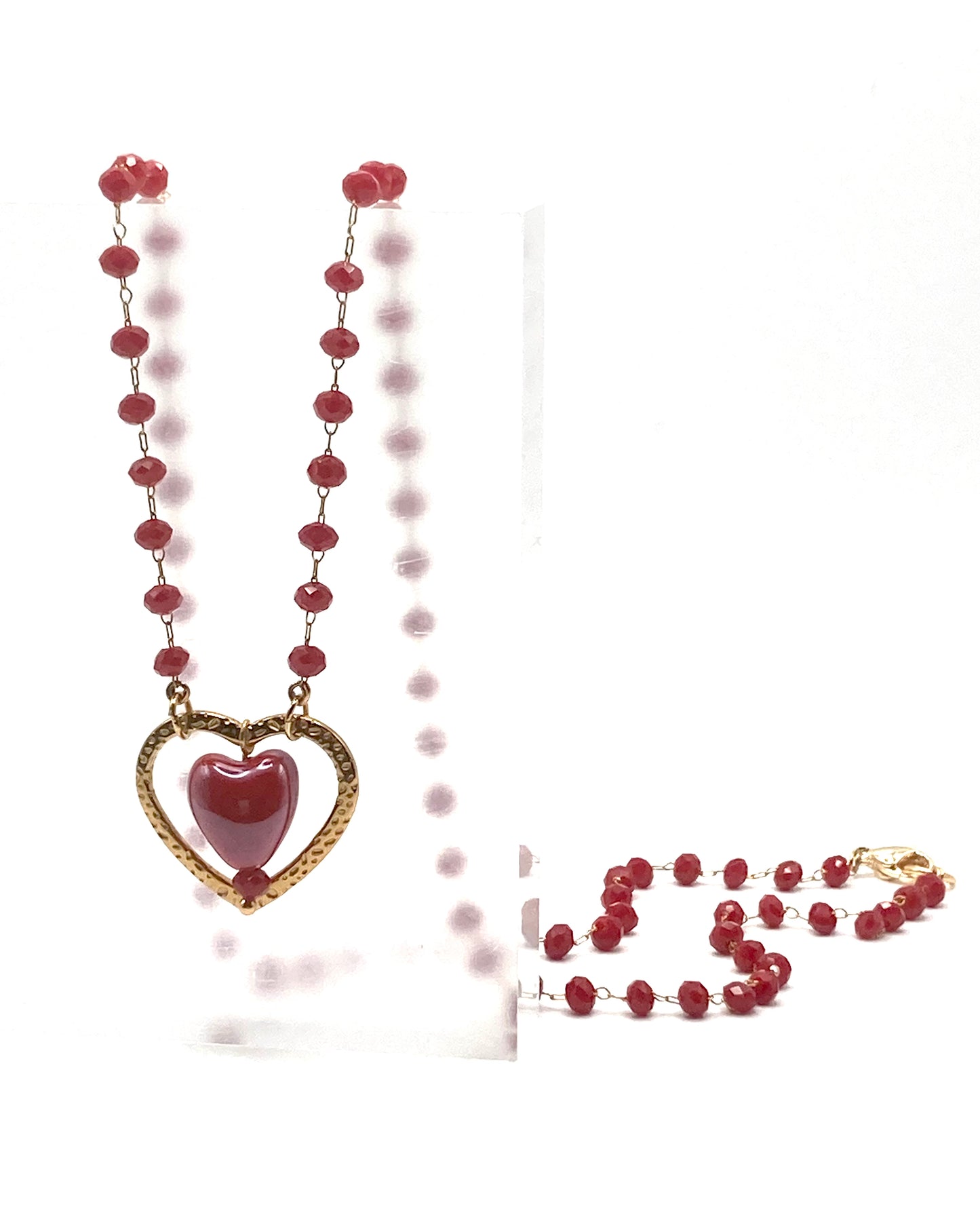 Collana rosario con cuore ceramica