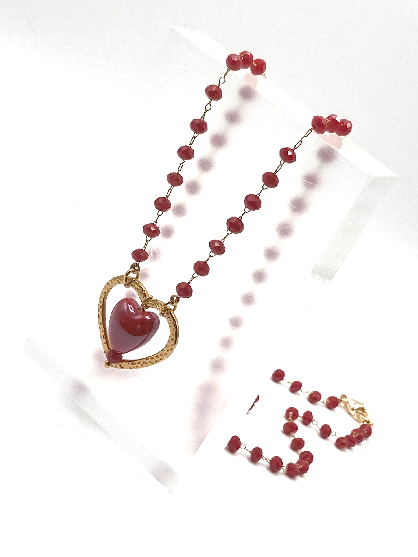 Collana rosario con cuore ceramica