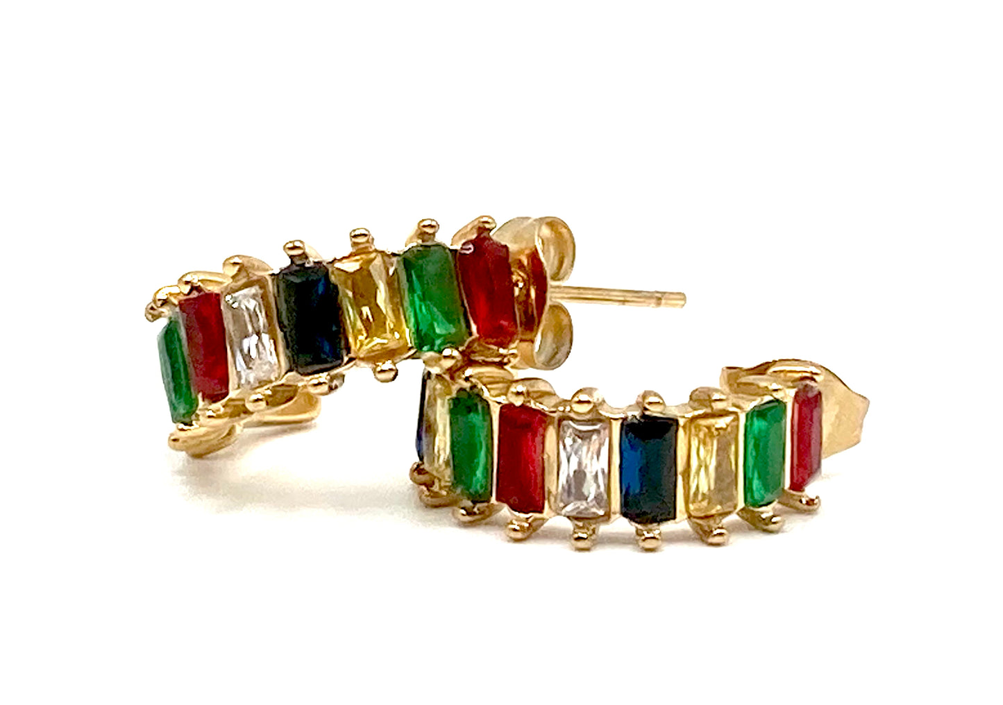 Orecchini Mezza Luna con Strass Multicolor