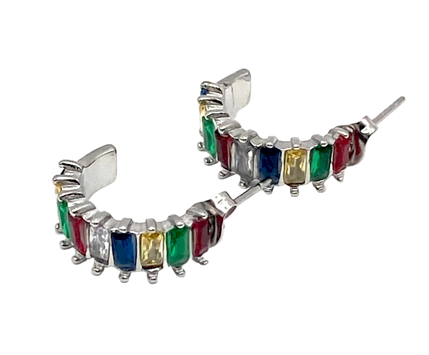 Orecchini Mezza Luna con Strass Multicolor