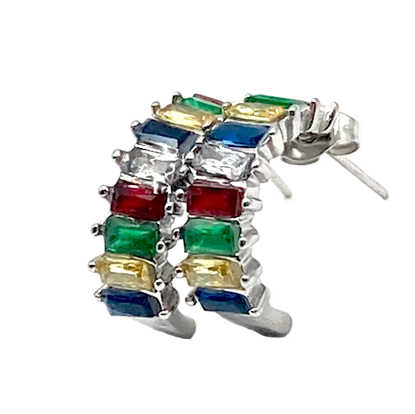 Orecchini Mezza Luna con Strass Multicolor