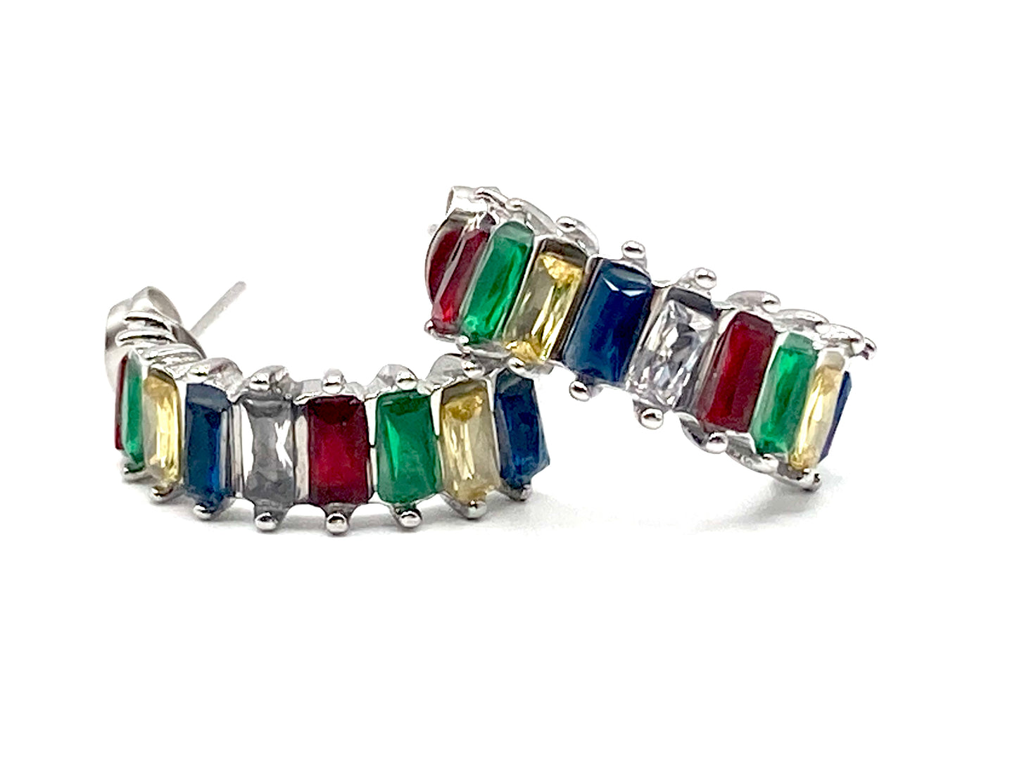 Orecchini Mezza Luna con Strass Multicolor