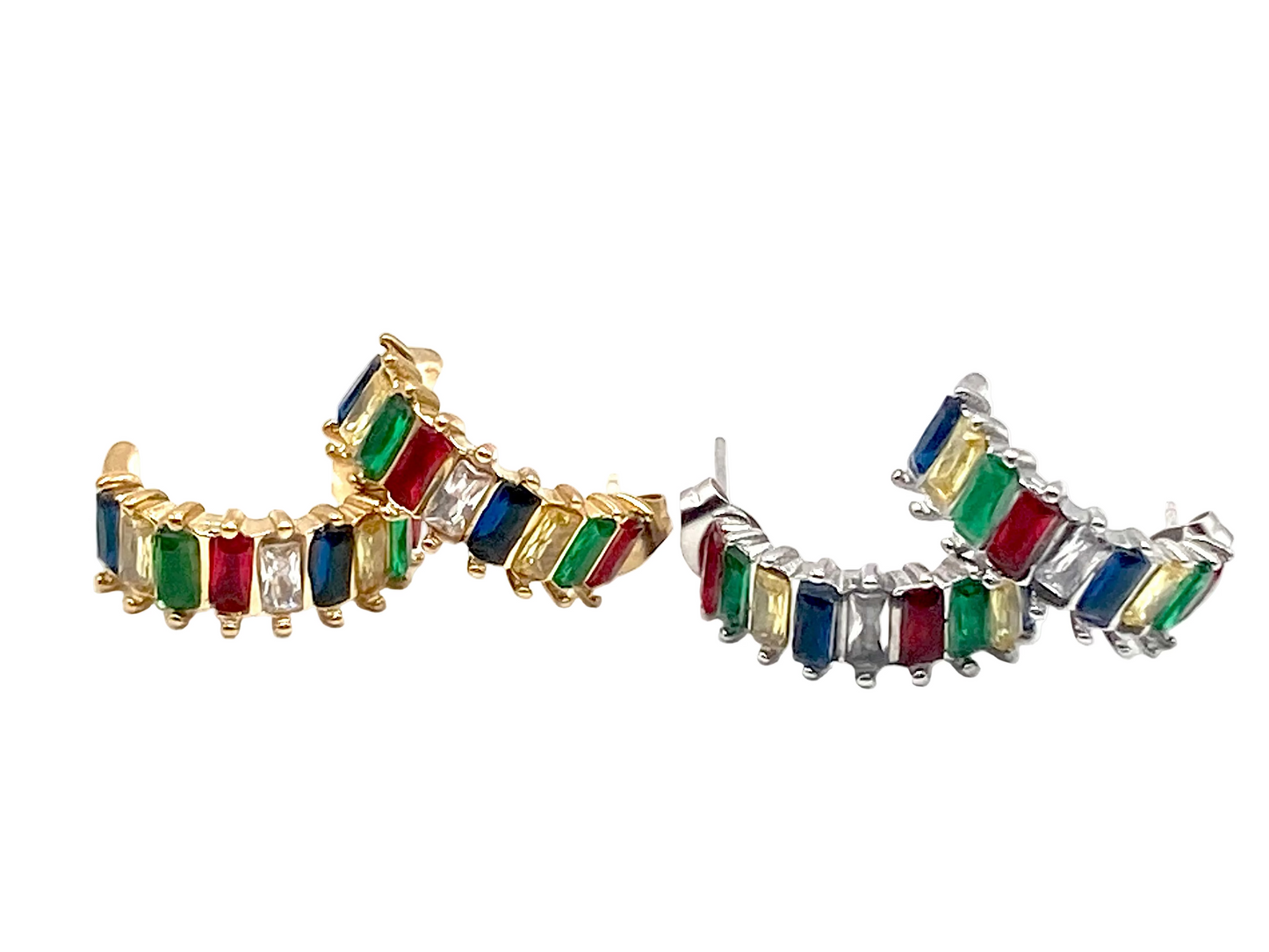 Orecchini Mezza Luna con Strass Multicolor