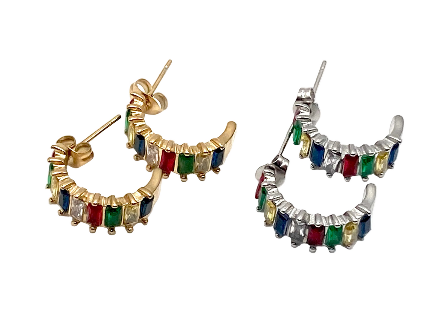 Orecchini Mezza Luna con Strass Multicolor