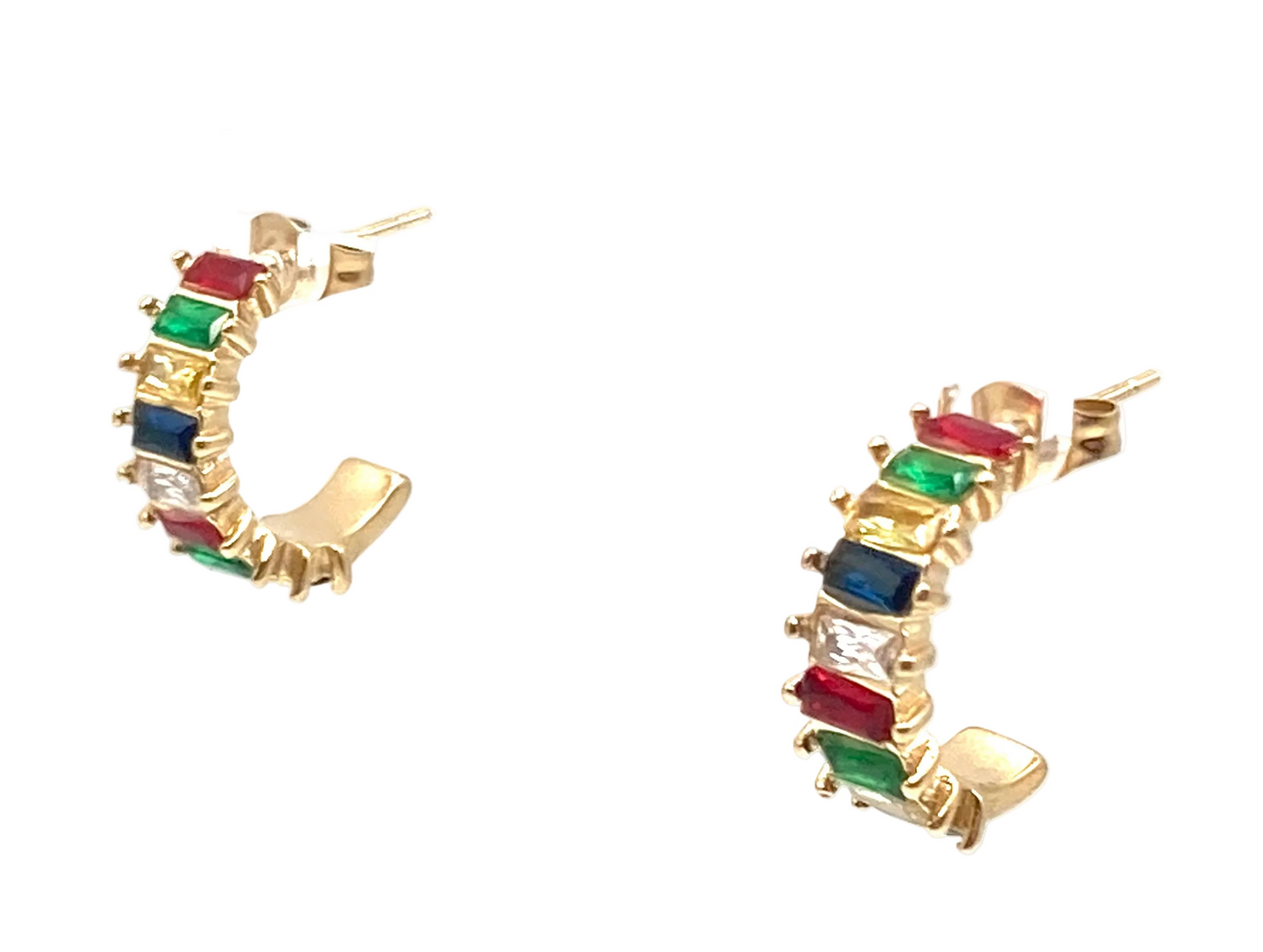 Orecchini Mezza Luna con Strass Multicolor