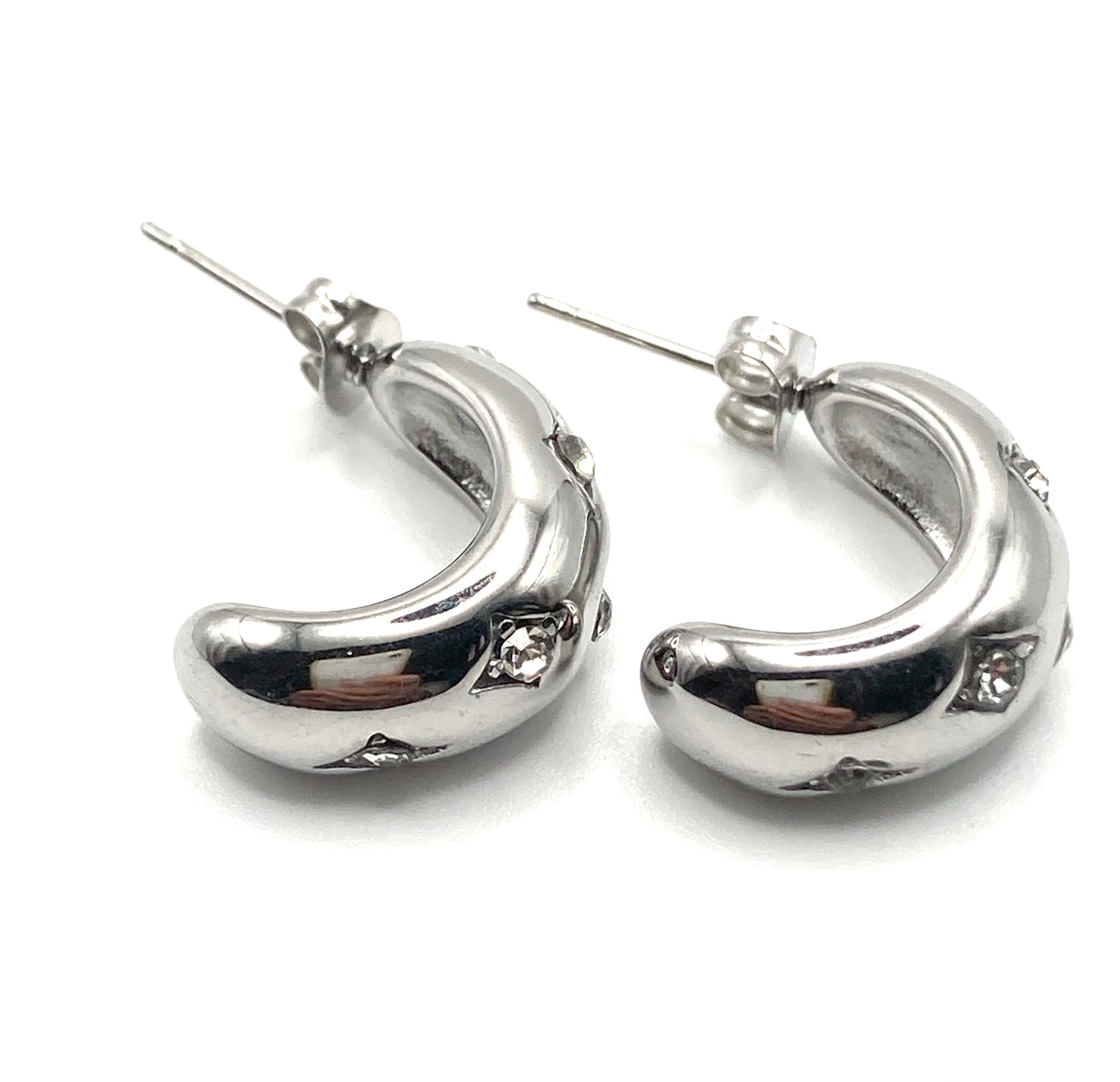 Orecchini Mezza Luna con Strass