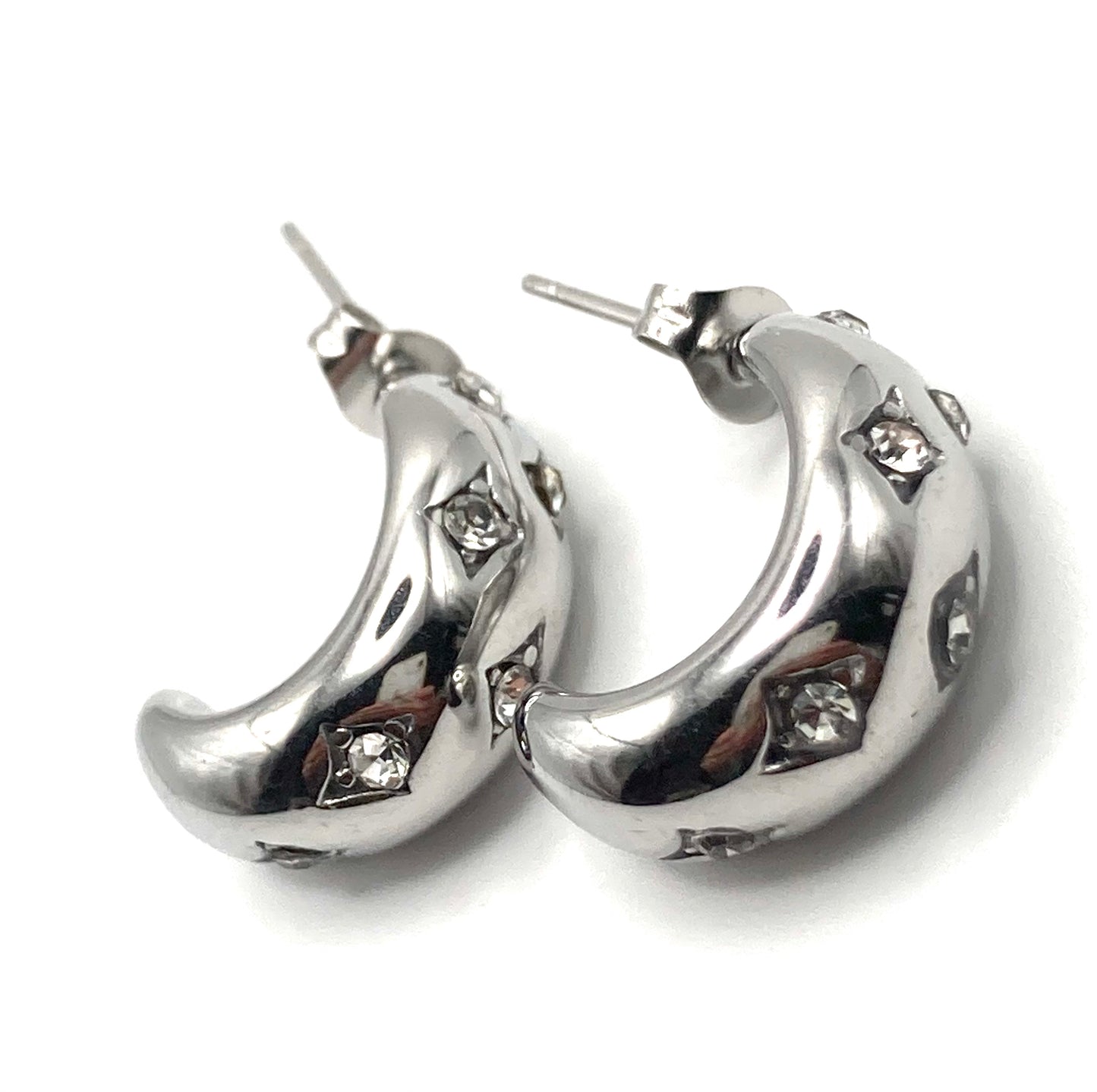 Orecchini Mezza Luna con Strass