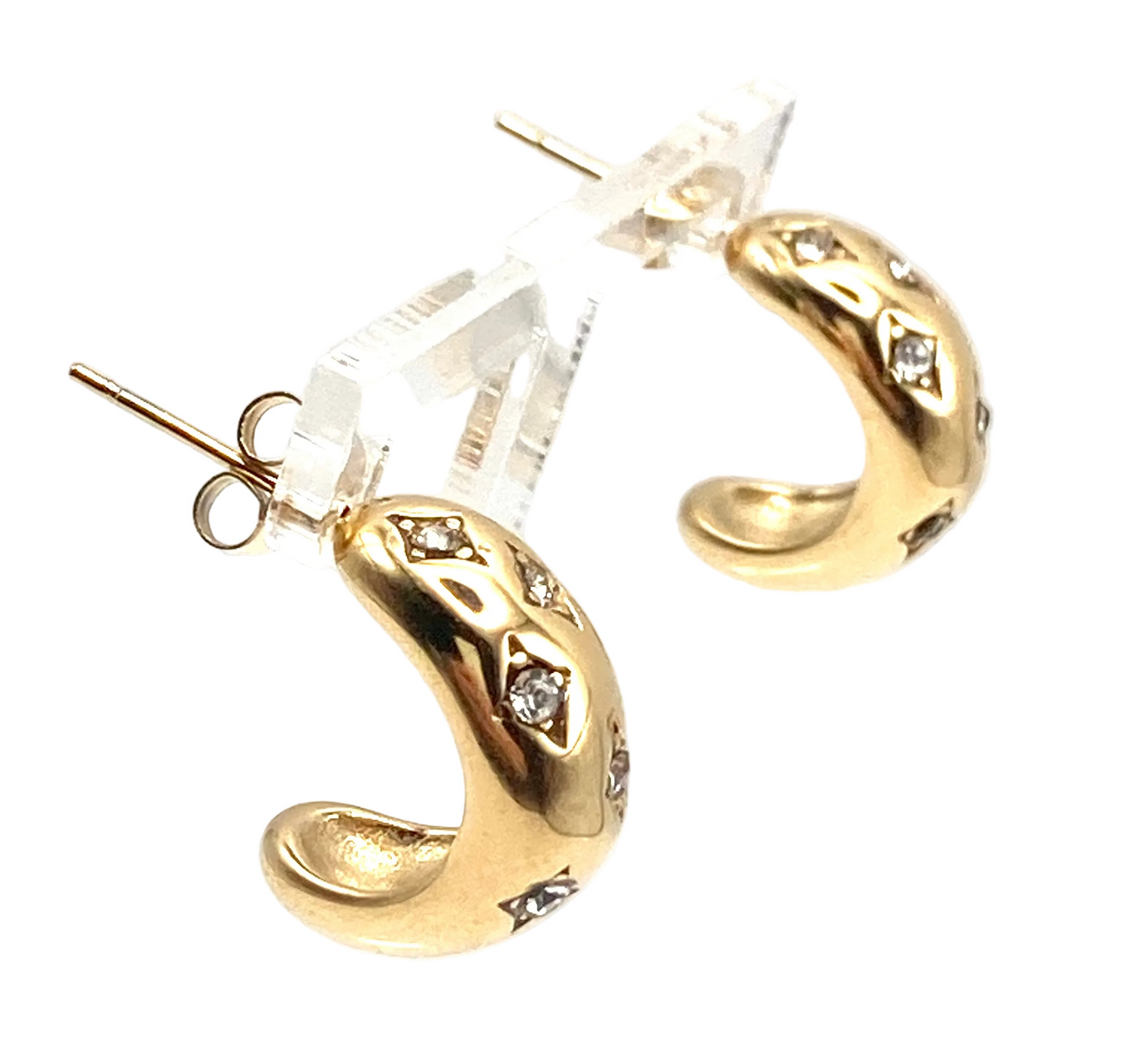 Orecchini Mezza Luna con Strass