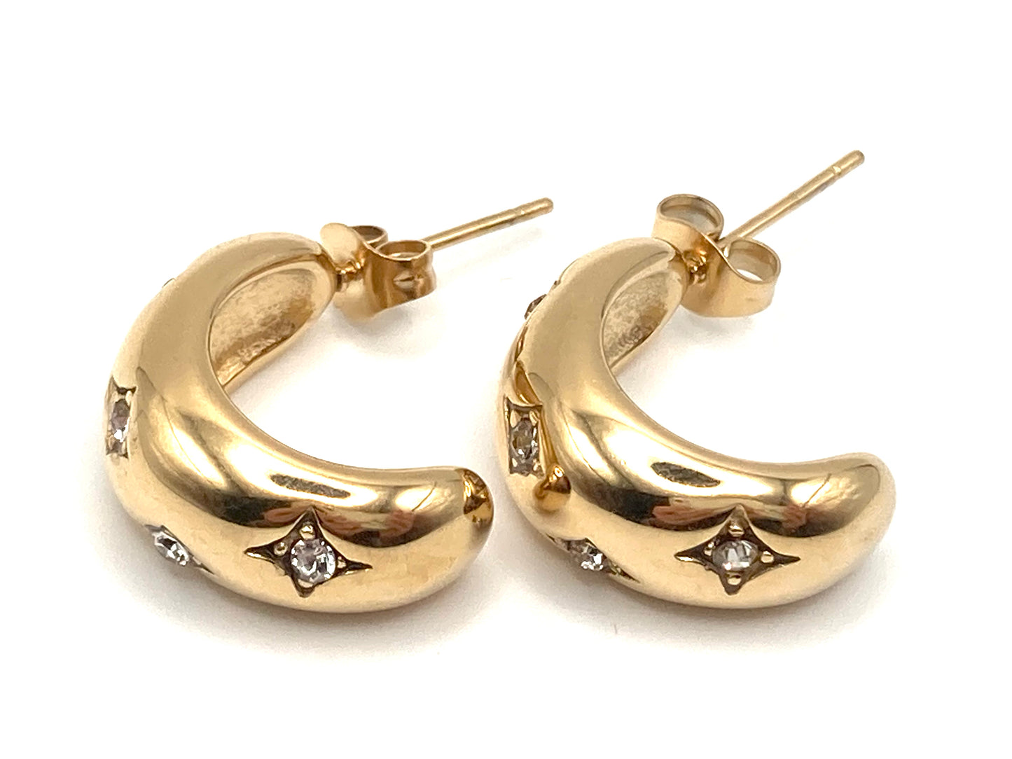 Orecchini Mezza Luna con Strass