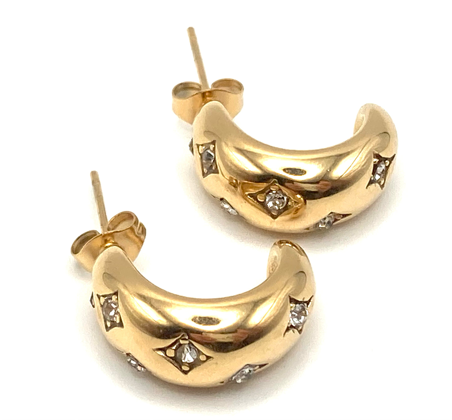 Orecchini Mezza Luna con Strass