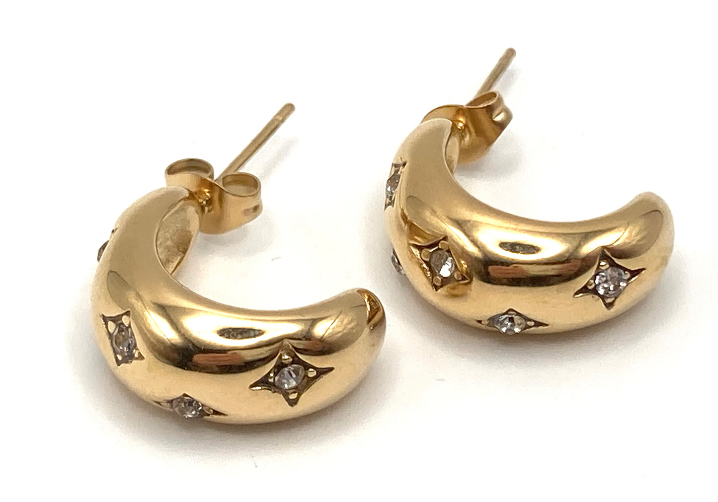 Orecchini Mezza Luna con Strass