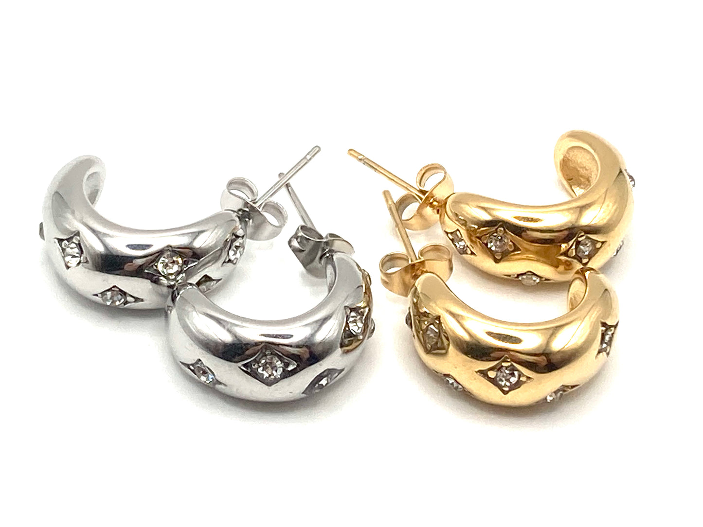 Orecchini Mezza Luna con Strass