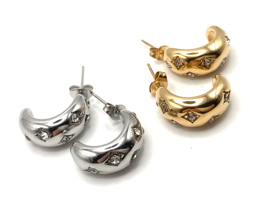 Orecchini Mezza Luna con Strass