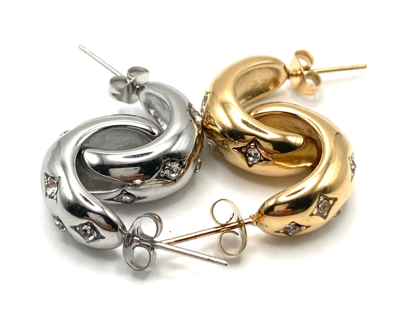 Orecchini Mezza Luna con Strass