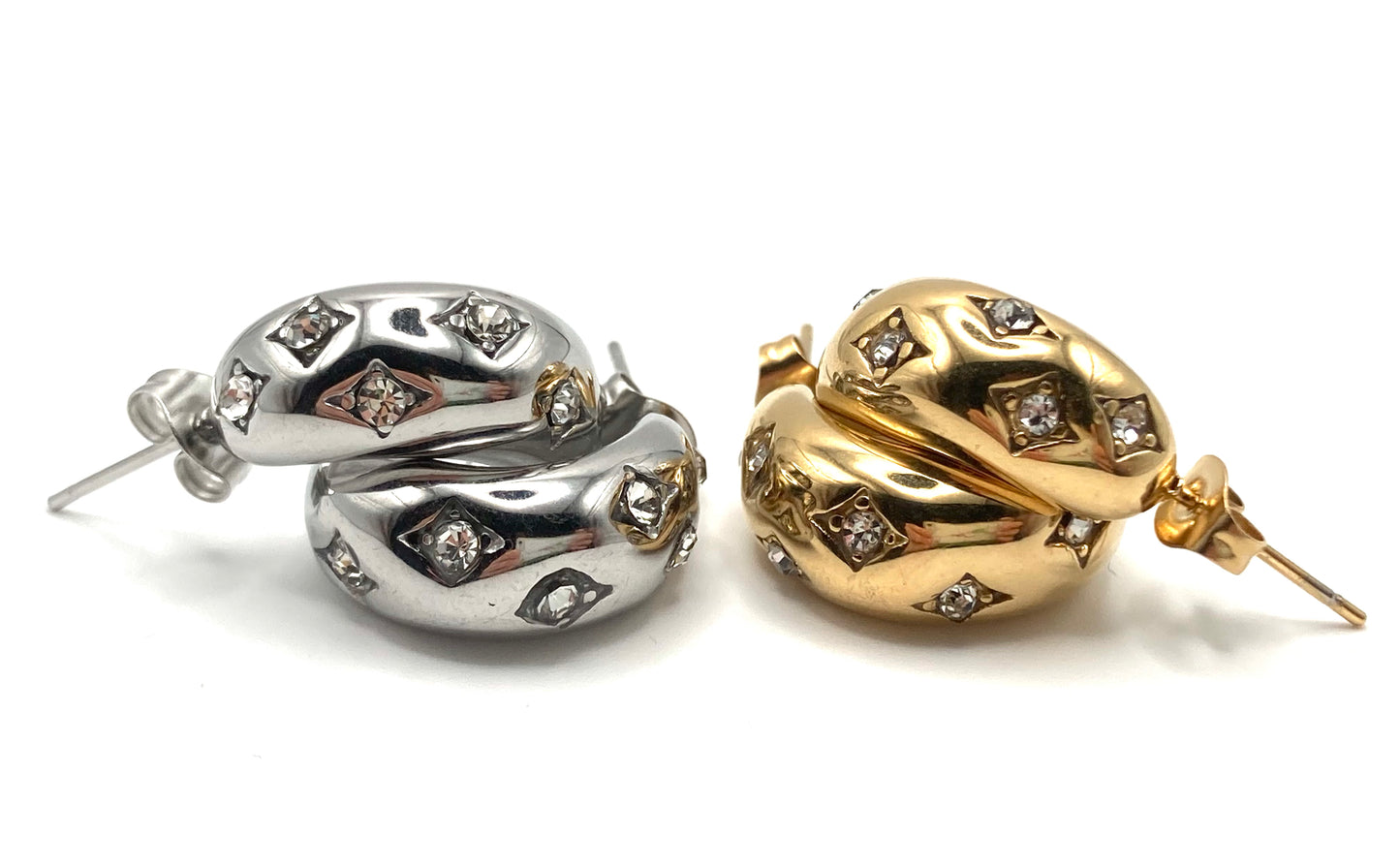 Orecchini Mezza Luna con Strass