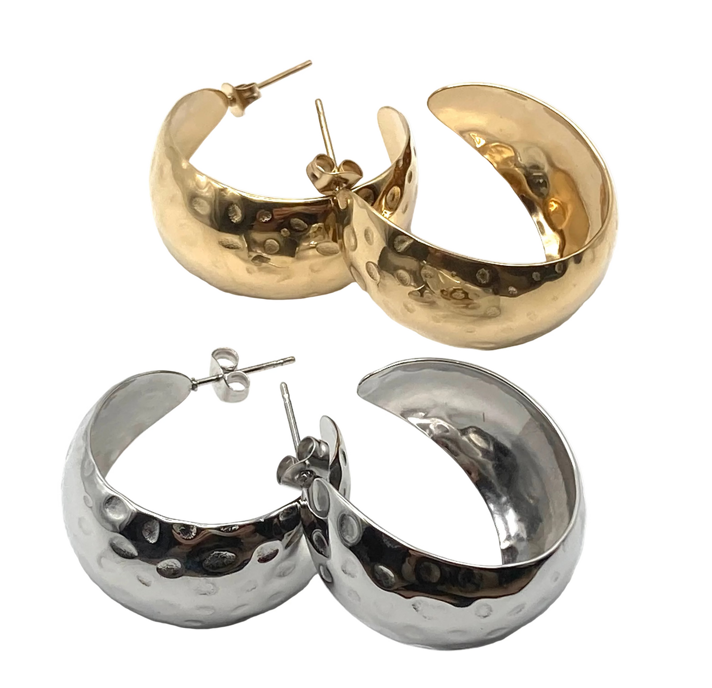 Orecchini a Cerchio Effetto Martellato