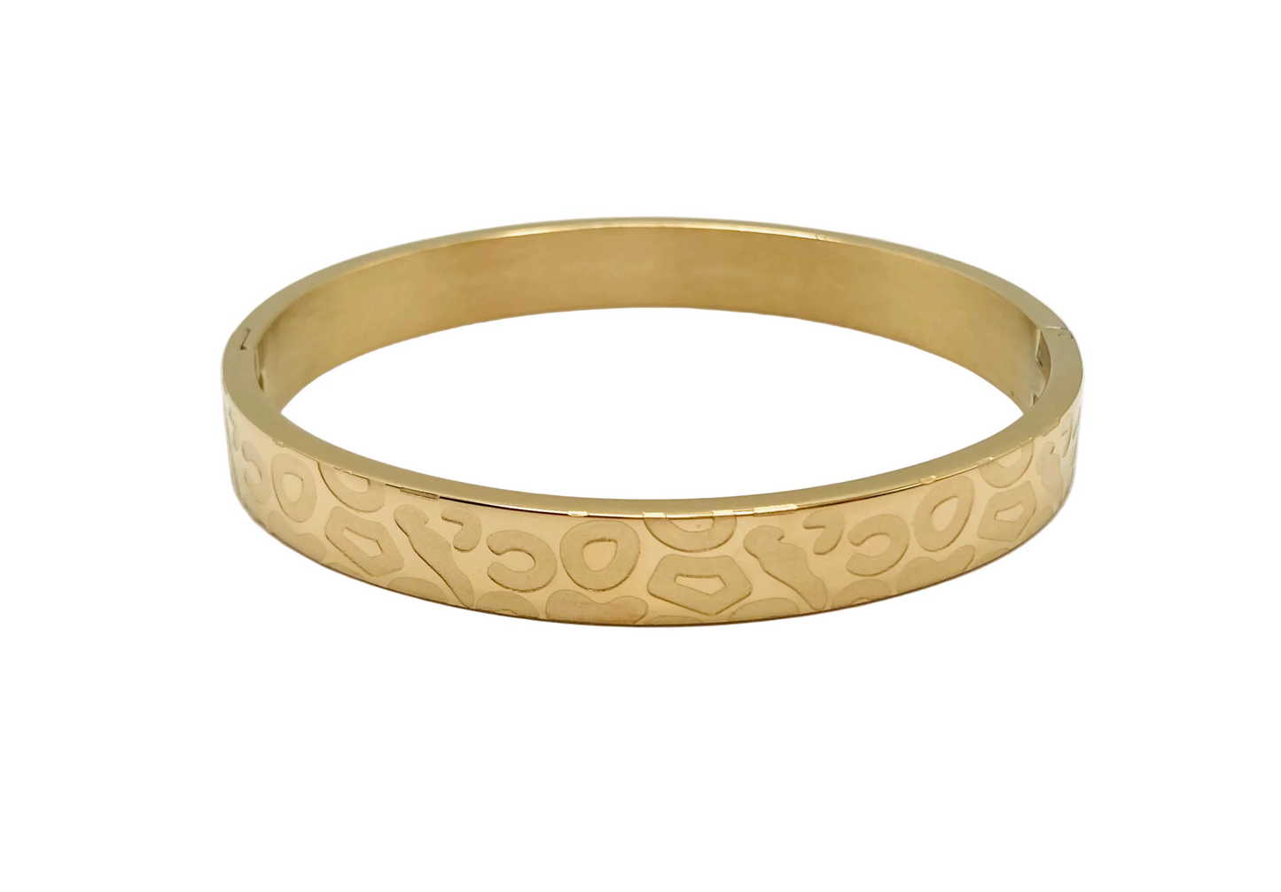 Bracciale rigido in acciaio con stampa leopardata