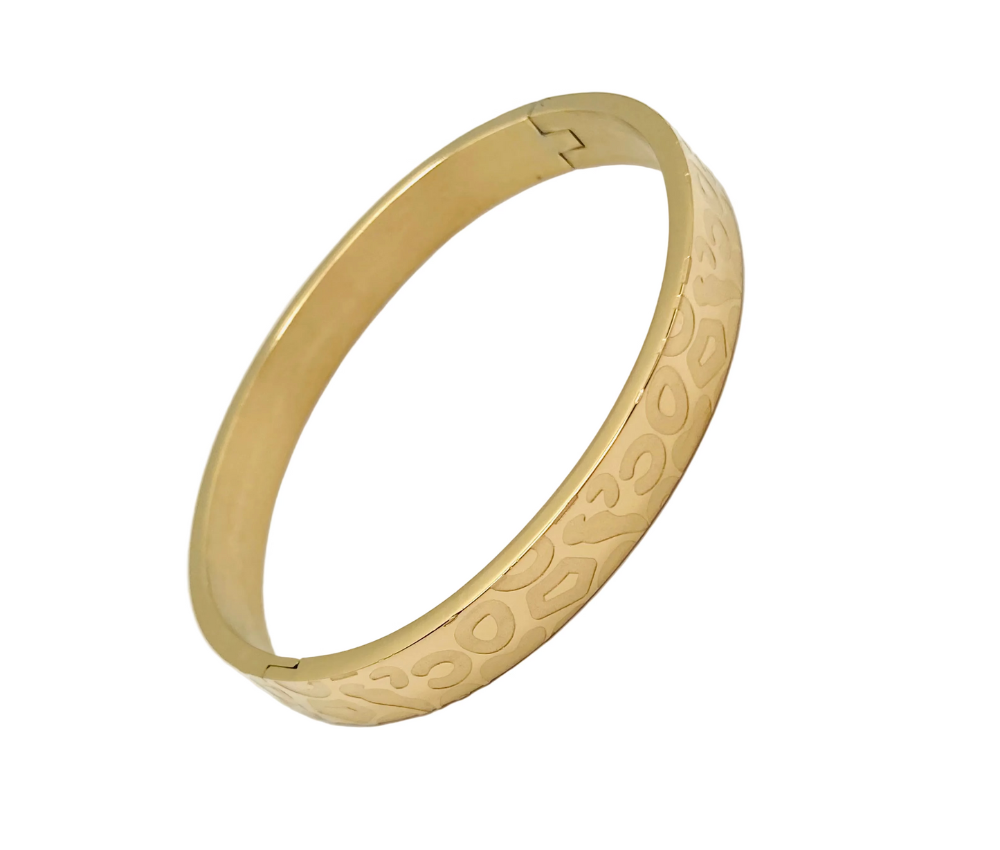Bracciale rigido in acciaio con stampa leopardata