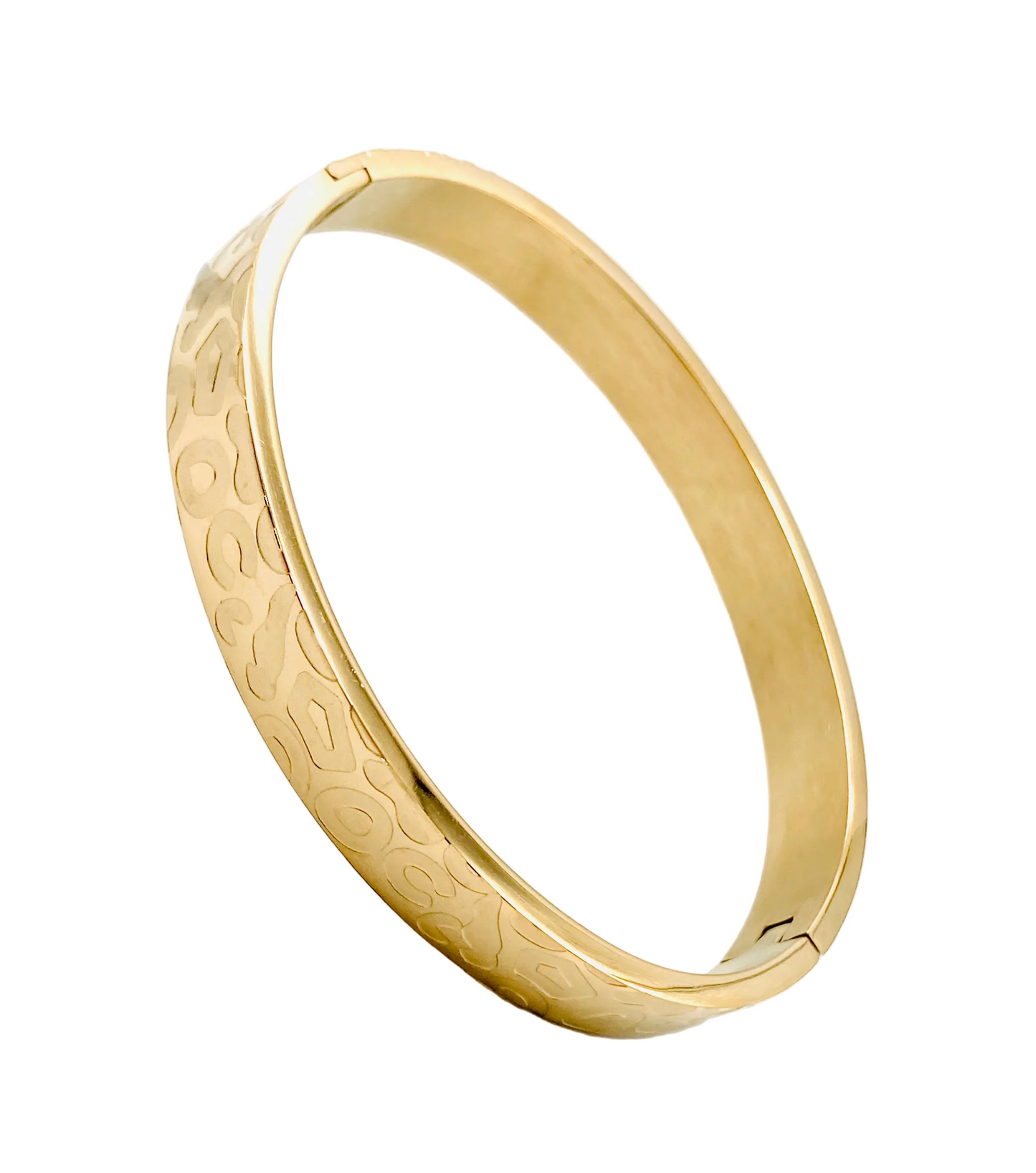 Bracciale rigido in acciaio con stampa leopardata