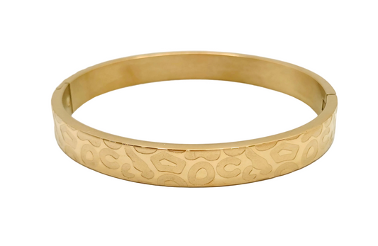 Bracciale rigido in acciaio con stampa leopardata