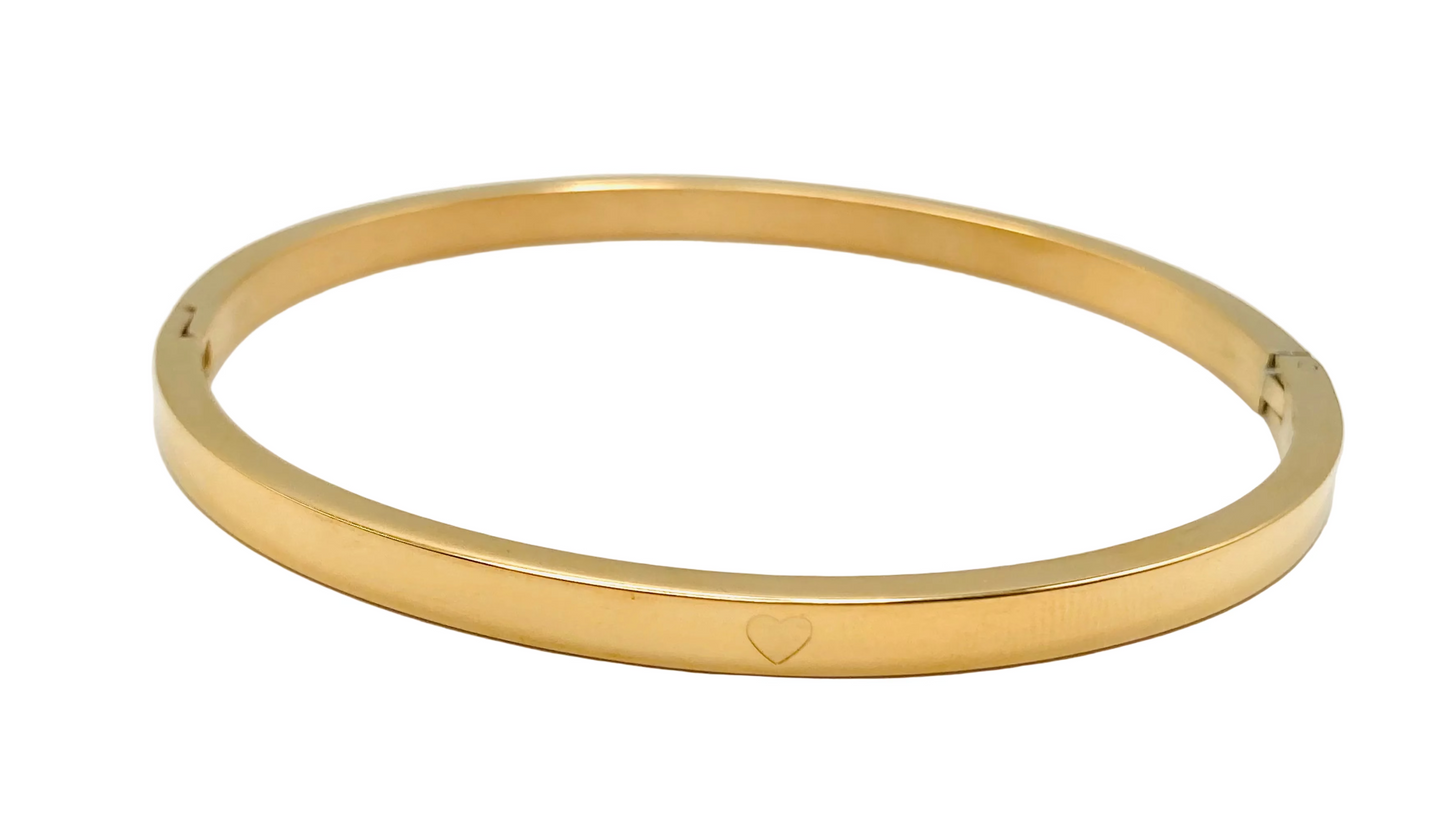 Bracciale rigido in acciaio con cuoricino