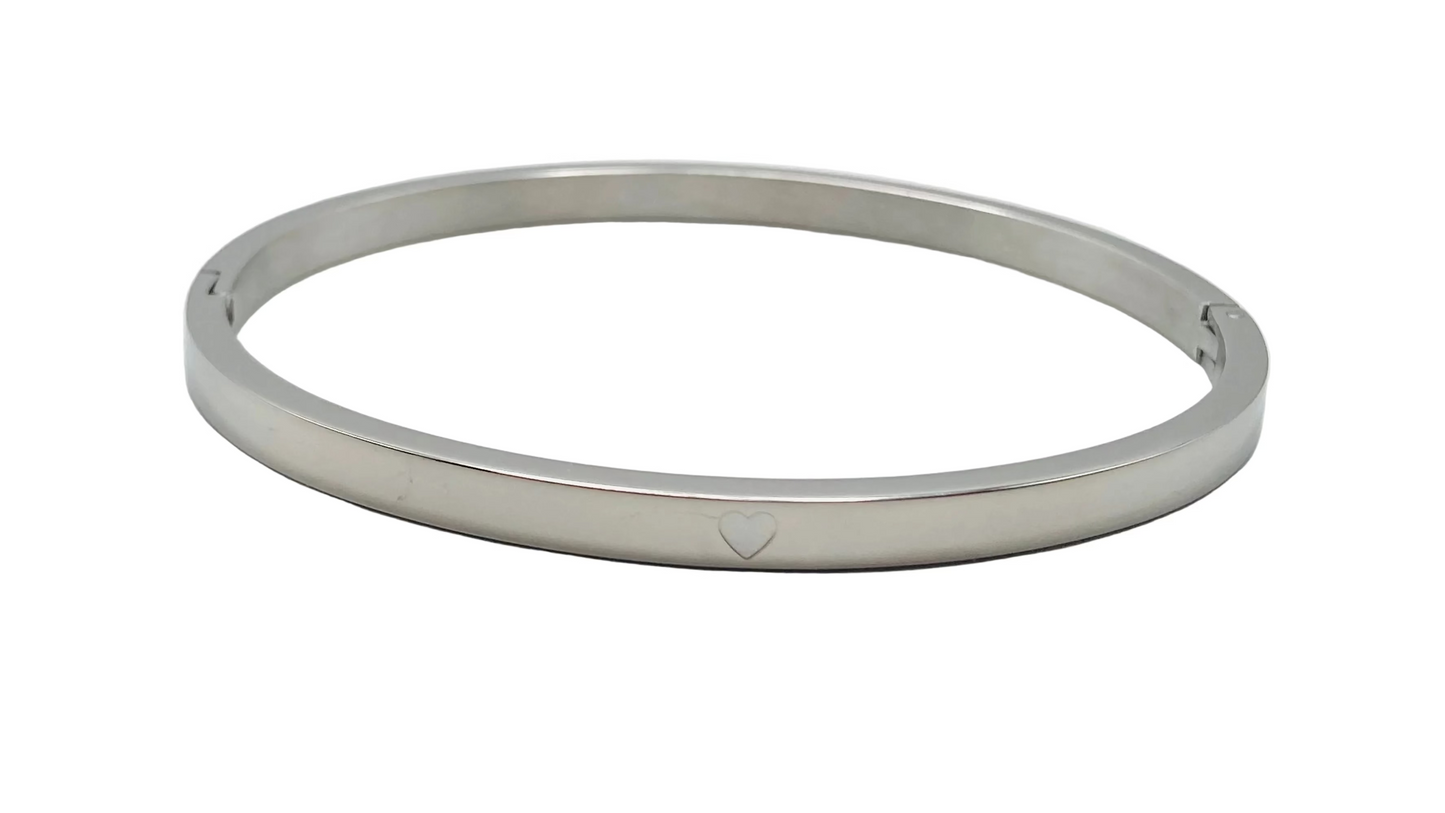 Bracciale rigido in acciaio con cuoricino