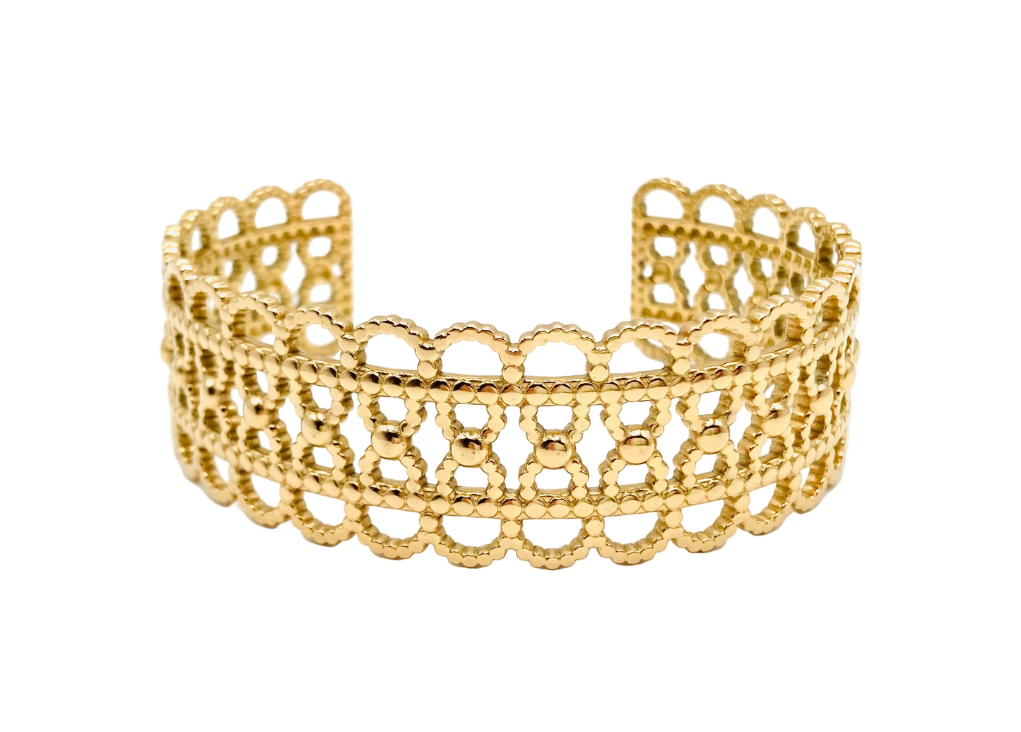 Bracciale Bangle Rigido Acciaio Oro Stile Orientale