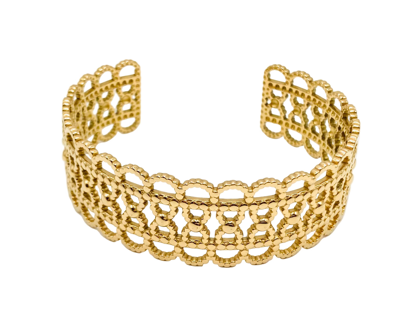 Bracciale Bangle Rigido Acciaio Oro Stile Orientale