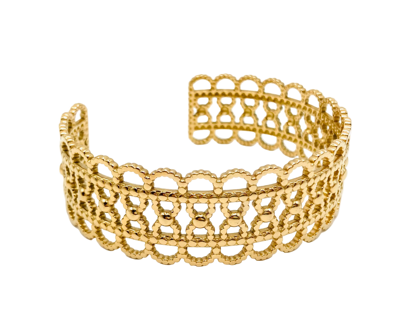 Bracciale Bangle Rigido Acciaio Oro Stile Orientale